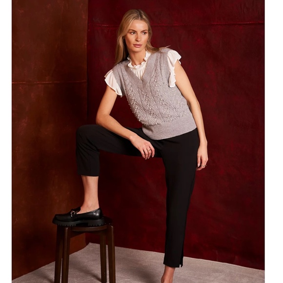 Cece Grey Pearl Layered Vest Blouse 2 in 1 - Picture 9 of 10